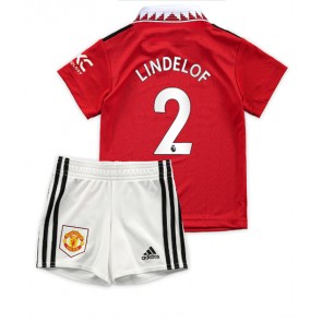 Manchester United Victor Lindelof #2 babykläder Hemmatröja barn 2022-23 Korta ärmar (+ Korta byxor)
